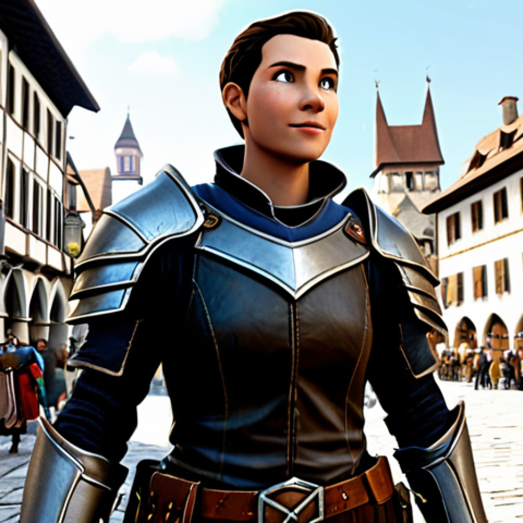 Lorencia Town Square - Quest Start**

"A fully clothed adventurer in modest leather armor standing in a bustling town square, Lorencia in the background, surrounded by other adventurers and NPCs with exclamation marks above their heads, appropriate attire, safe for work, perfect anatomy, natural proportions, professional digital art, family-friendly, high resolution, bright daylight, vendors stalls visible, focus on the adventurer interacting with an NPC."

**