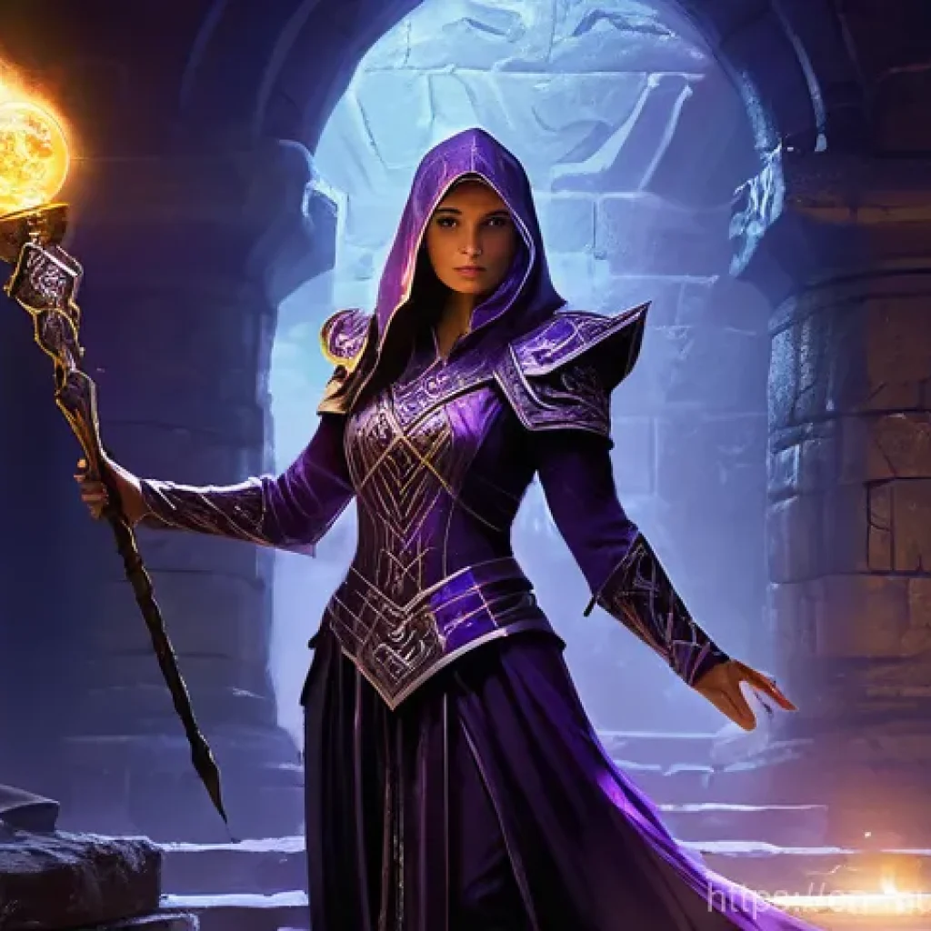 뮤 모나크 유물 아이템 - **Prompt 1: The Mage and the Whispering Skull**
    "An epic fantasy scene depicting a powerful fema...