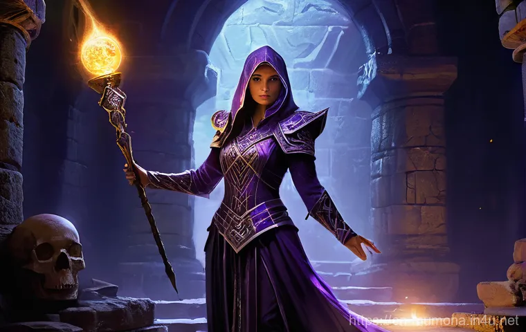 뮤 모나크 유물 아이템 - **Prompt 1: The Mage and the Whispering Skull**
    "An epic fantasy scene depicting a powerful fema...